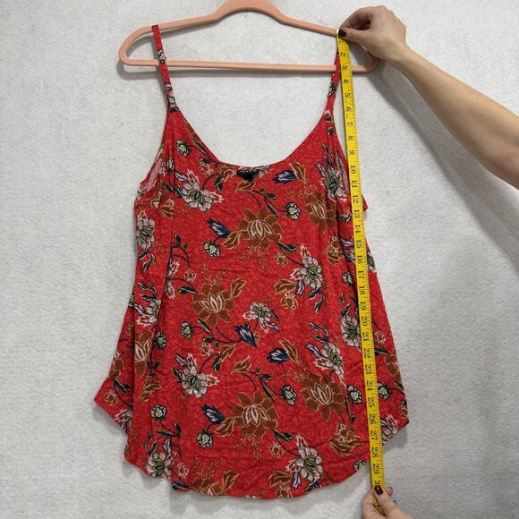 Torrid Tank Top Womens 0 Red Floral Adjustable Straps Rayon Stretch Plus Size - Picture 4 of 10